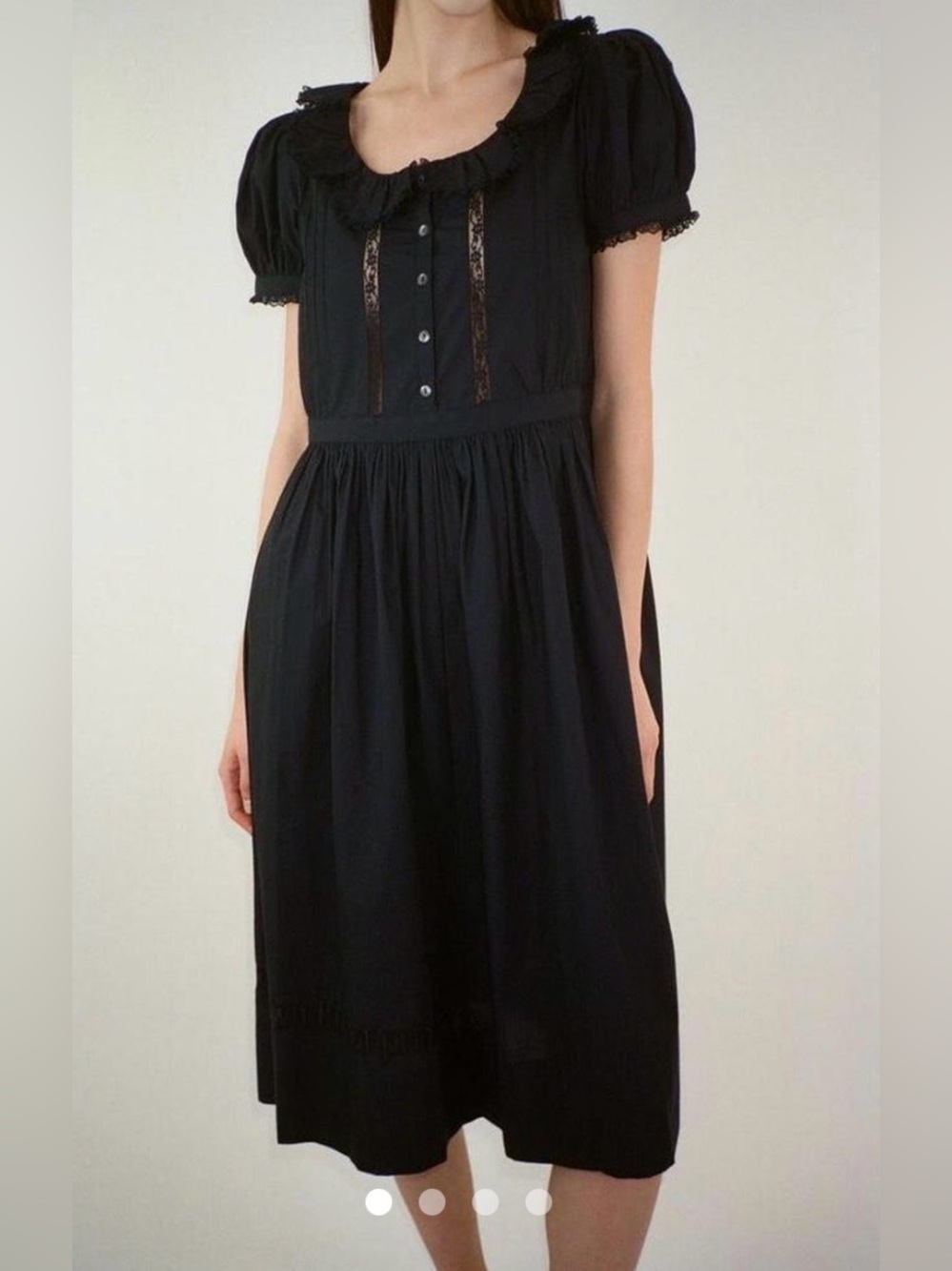 Sandy Liang MIDDY DRESS IN BLACK size Medium coquette goth lace whimsical